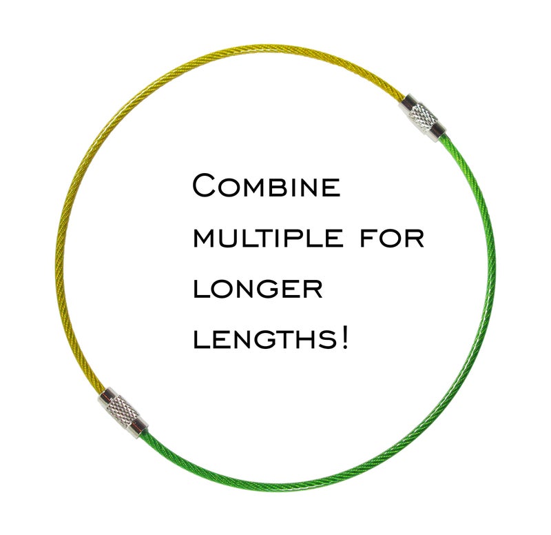 Millennial Essentials 20pack Colored Nylon Coated Stainless Steel Wire Keychains 2mm 6.3 Inches Aircraft Cable Key Ring Loops for Hanging Luggage Tags or ID Tags (Black 20 Pack) - Image 5